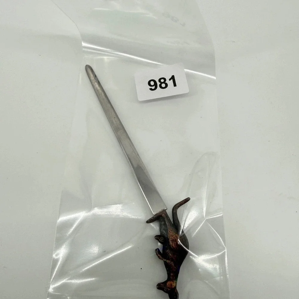 Vintage Letter Opener Kangaroo Joey Figural Stainless Steel Bronze Tone 981